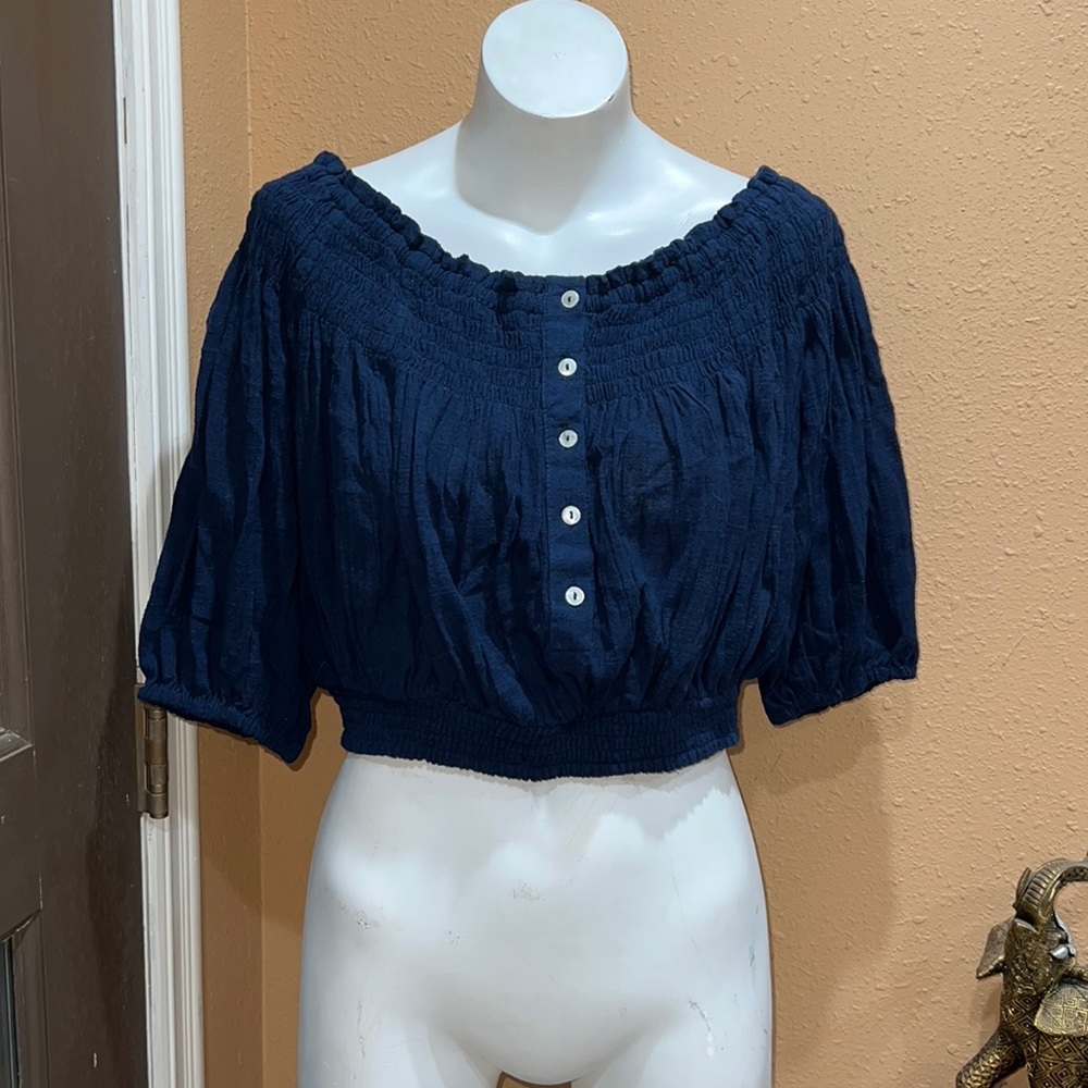 We the free navy blue crop top